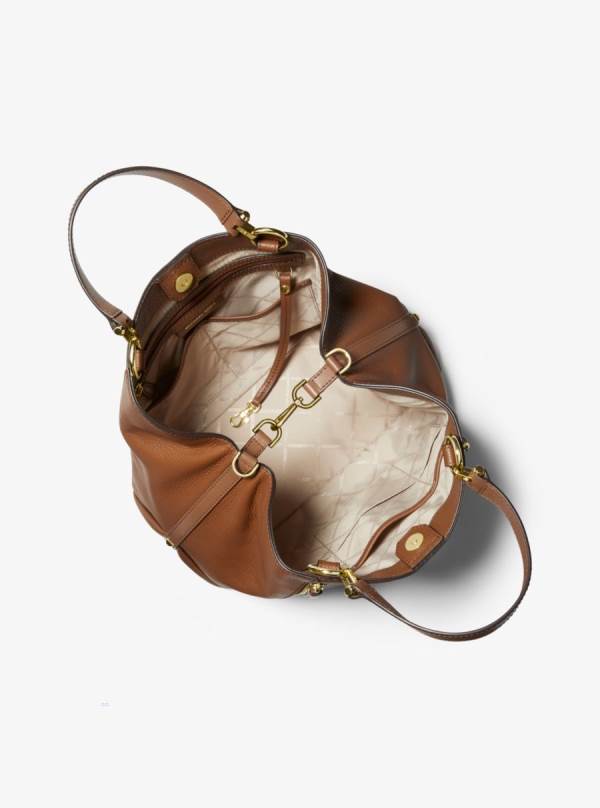 Damske Prenosná Taška Michael Kors Brooklyn Large Pebbled Leather Hnede - Kabelky Michael Kors Outlet | CRPOG-4251